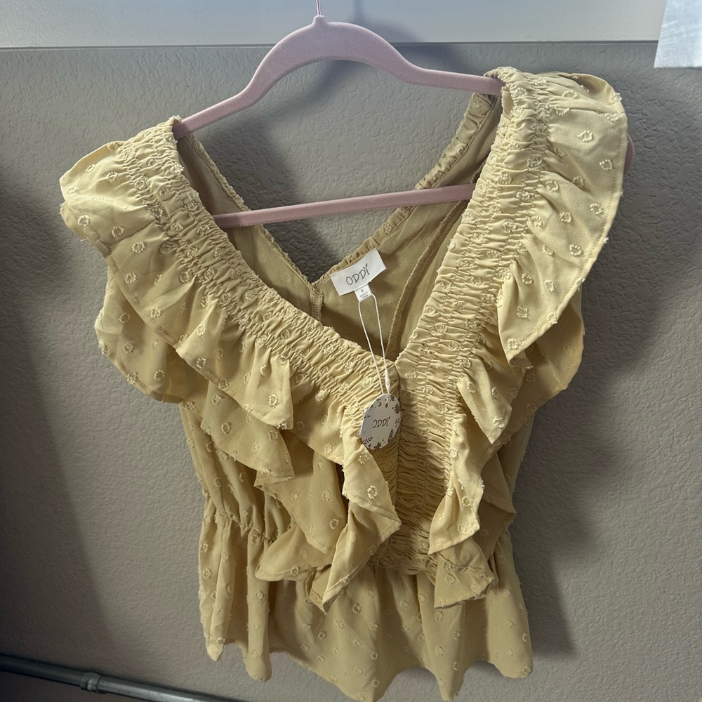 Women's Ruffled Top - Beige